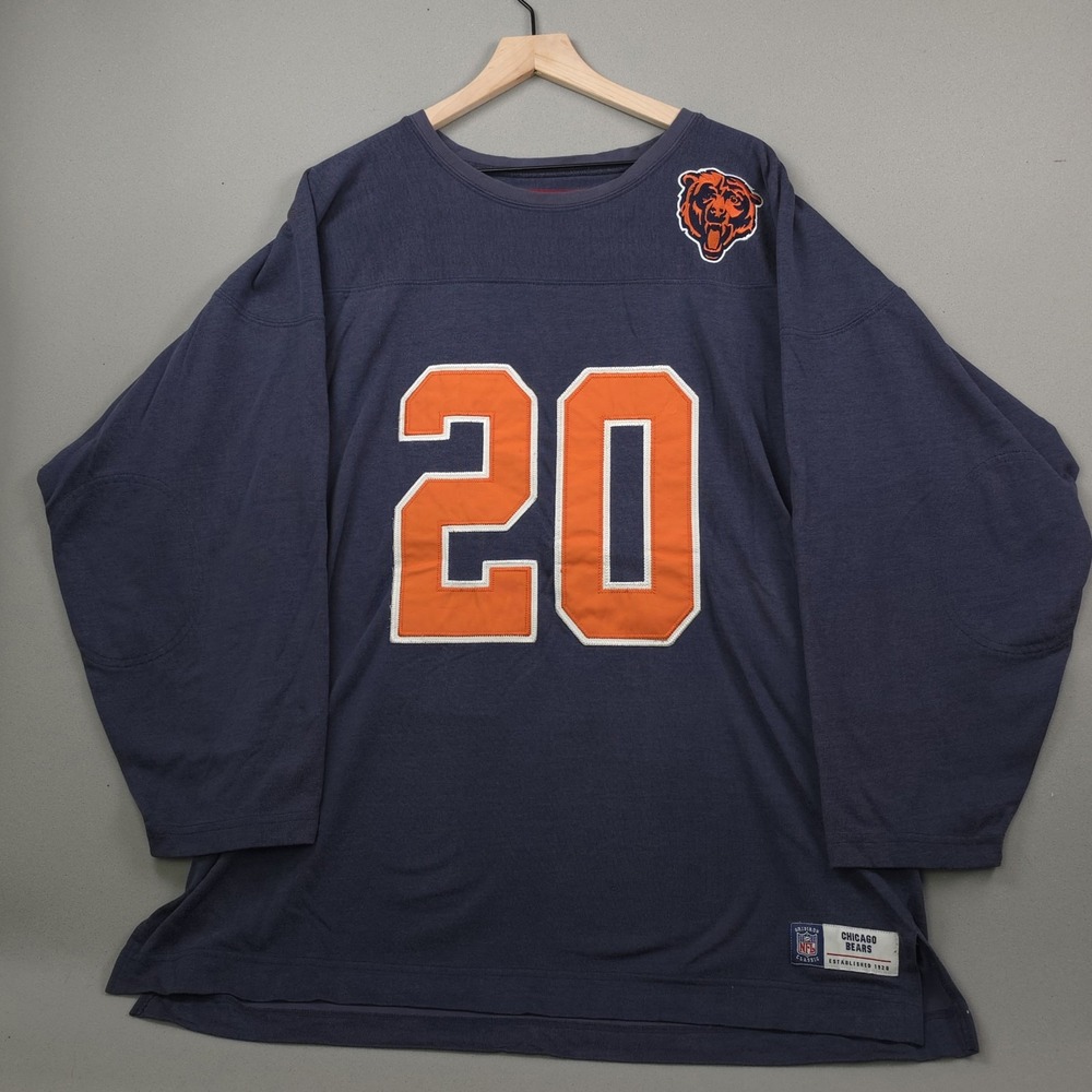 Reebok NFL Gridiron Classic Chicago Bears 20 Navy Long Sleeve Jersey Tee Mens XL